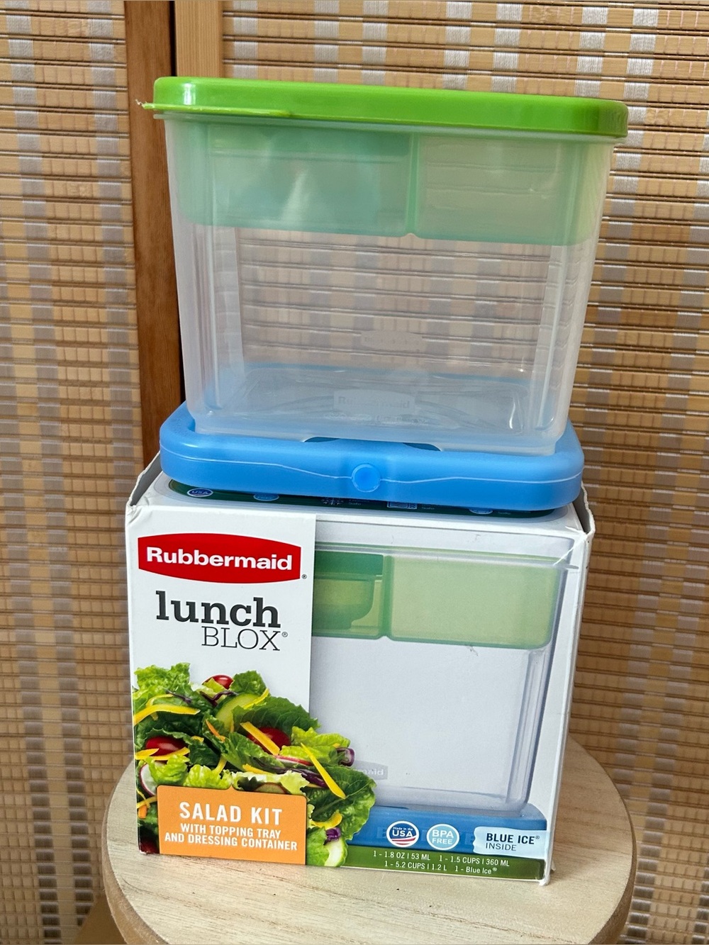 Rubbermaid LunchBlox Salad Kit Modular Food Storage Container with Blue Ice Pack